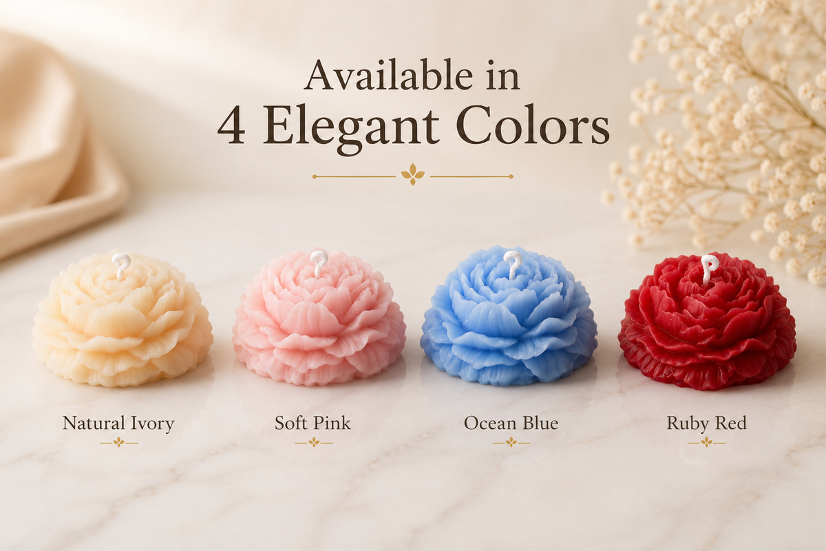 Personalized Peony Flower Candle Favor – Soy Wax & Beeswax Blend Gift