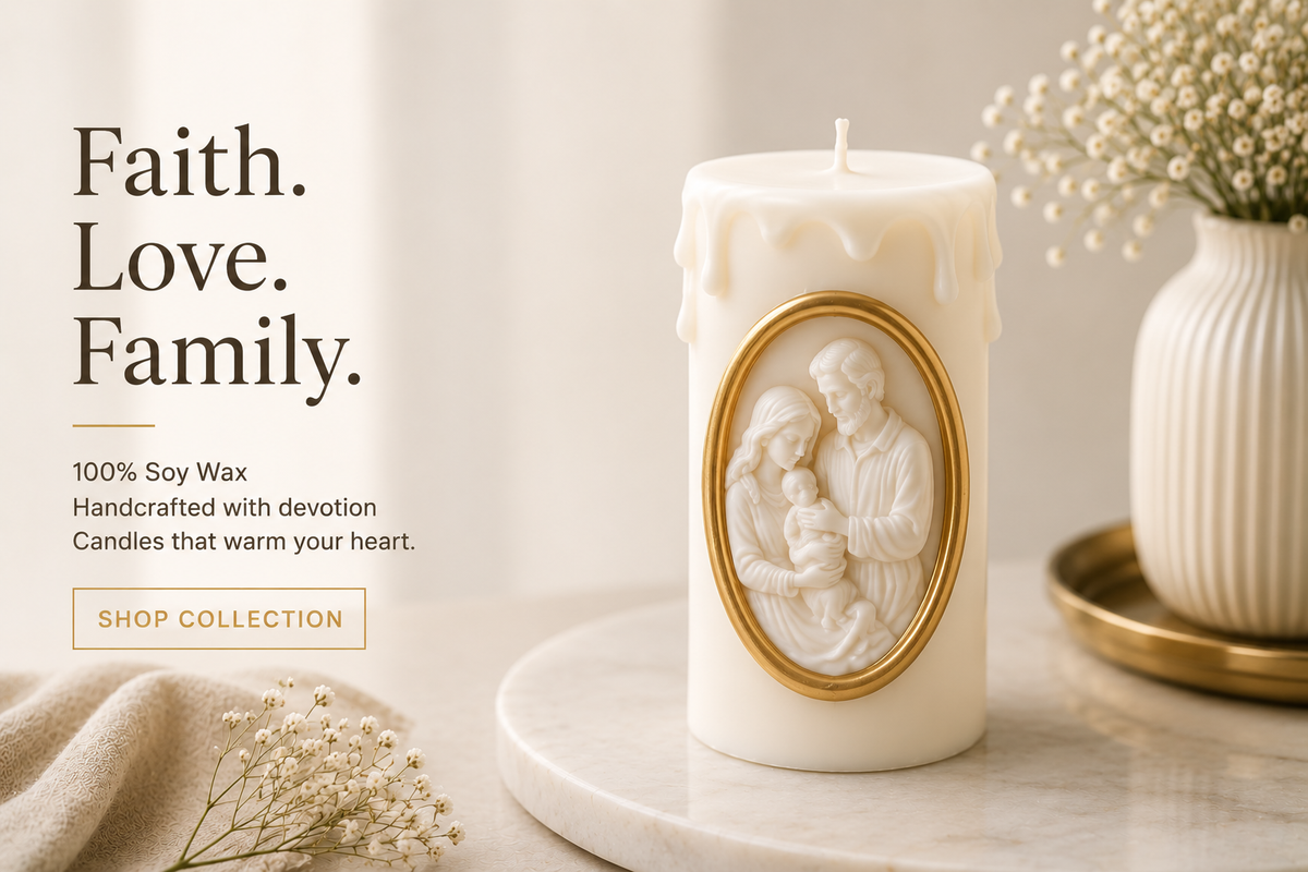 Luxury Religious Soy Wax Candle – Handmade Sacred Relief Candle Gift (Set Options Available)