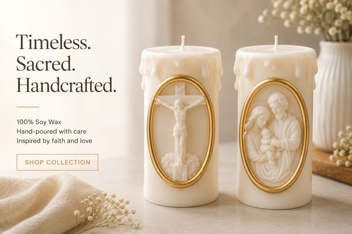Luxury Religious Soy Wax Candle – Handmade Sacred Relief Candle Gift (Set Options Available)