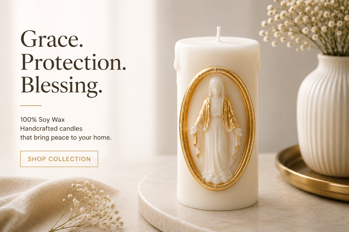 Luxury Religious Soy Wax Candle – Handmade Sacred Relief Candle Gift (Set Options Available)
