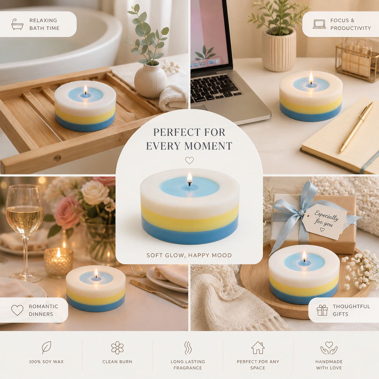 Pastel Mood Candle – Handmade Soy Wax Decor Candle