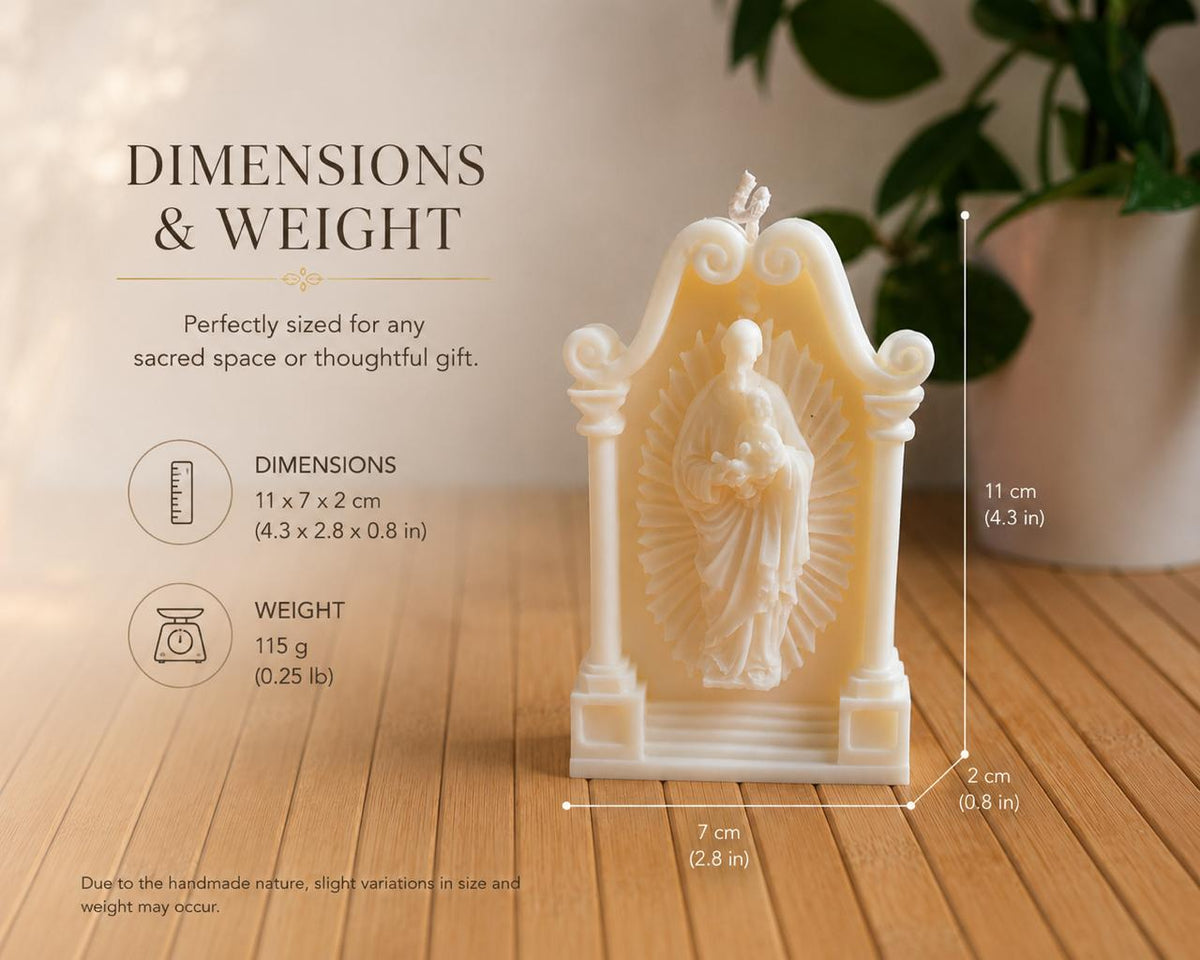 Virgin Mary Shrine Candle – Handmade Soy Wax Decorative Religious Candle – Christian Gift – Prayer Altar Decor