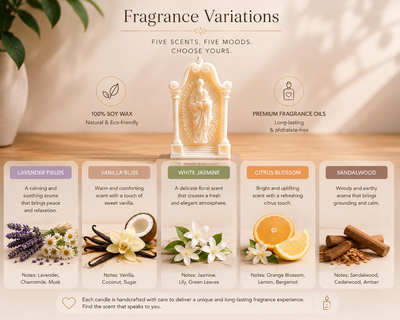 Virgin Mary Shrine Candle – Handmade Soy Wax Decorative Religious Candle – Christian Gift – Prayer Altar Decor