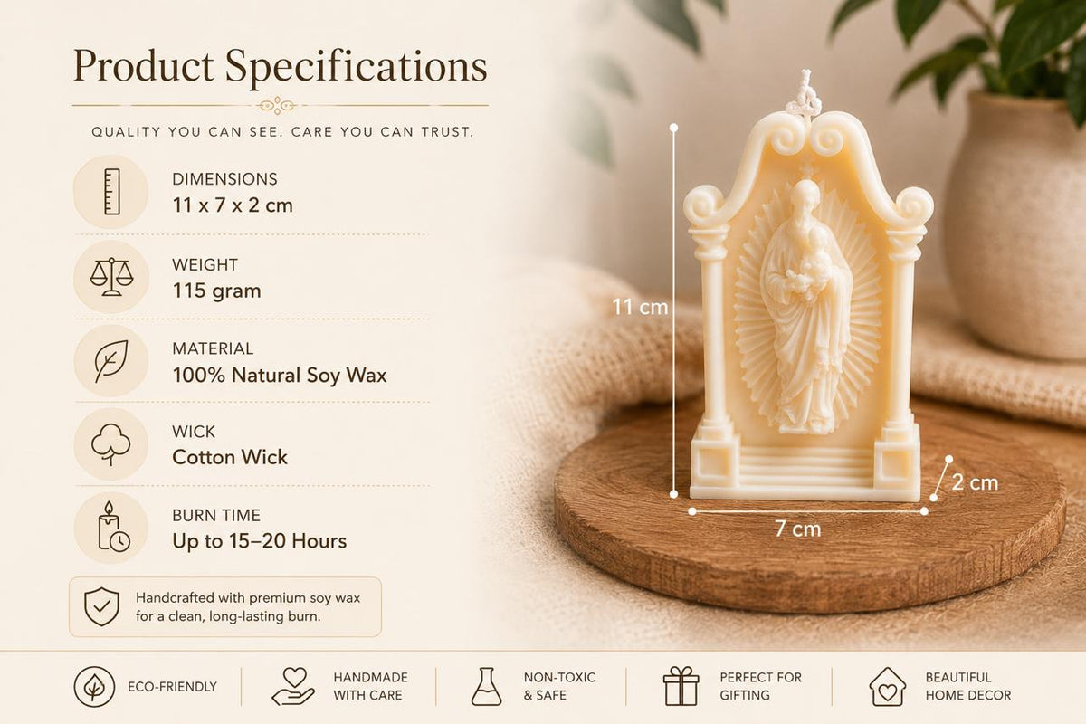 Virgin Mary Shrine Candle – Handmade Soy Wax Decorative Religious Candle – Christian Gift – Prayer Altar Decor