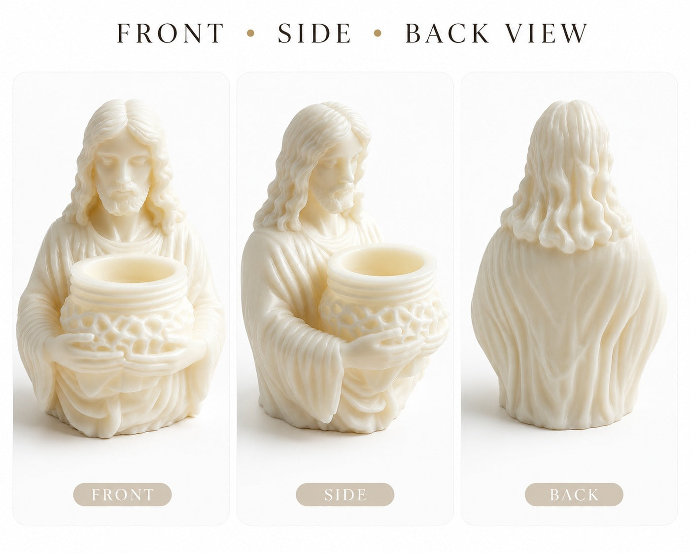Jesus Candle Holder – Handmade Soy & Beeswax Candle | Christian Home Decor Gift