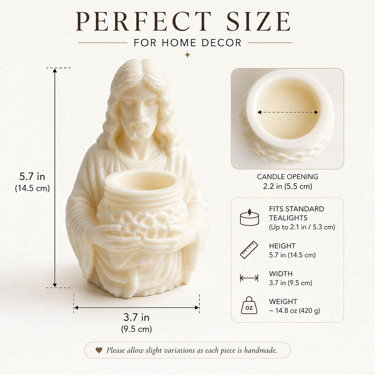 Jesus Candle Holder – Handmade Soy & Beeswax Candle | Christian Home Decor Gift