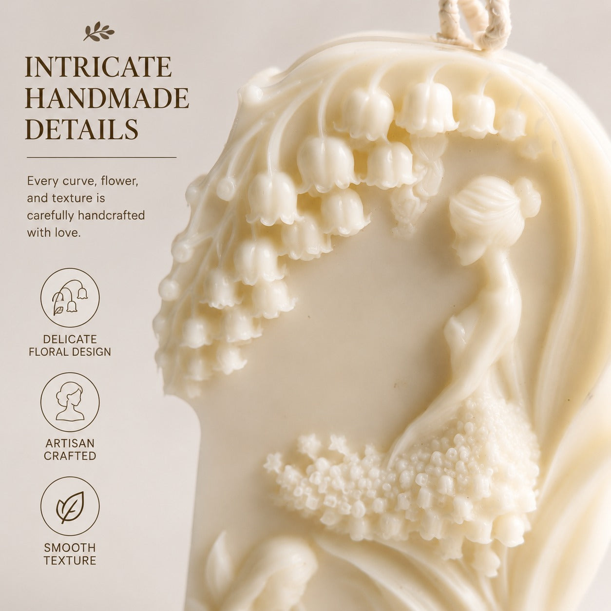 Handmade Soy & Beeswax Blend Candle – Floral Girl Sculpted Decorative Candle | Wedding Favor Gift