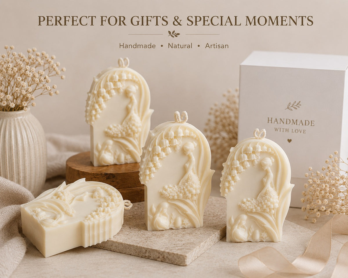 Handmade Soy & Beeswax Blend Candle – Floral Girl Sculpted Decorative Candle | Wedding Favor Gift