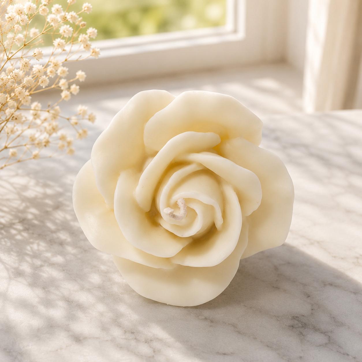 Personalized Rose Candle Gift for Her | Luxury Soy Flower Candle | Aesthetic Room Decor Accent | Unique Wedding Favors | Anniversary