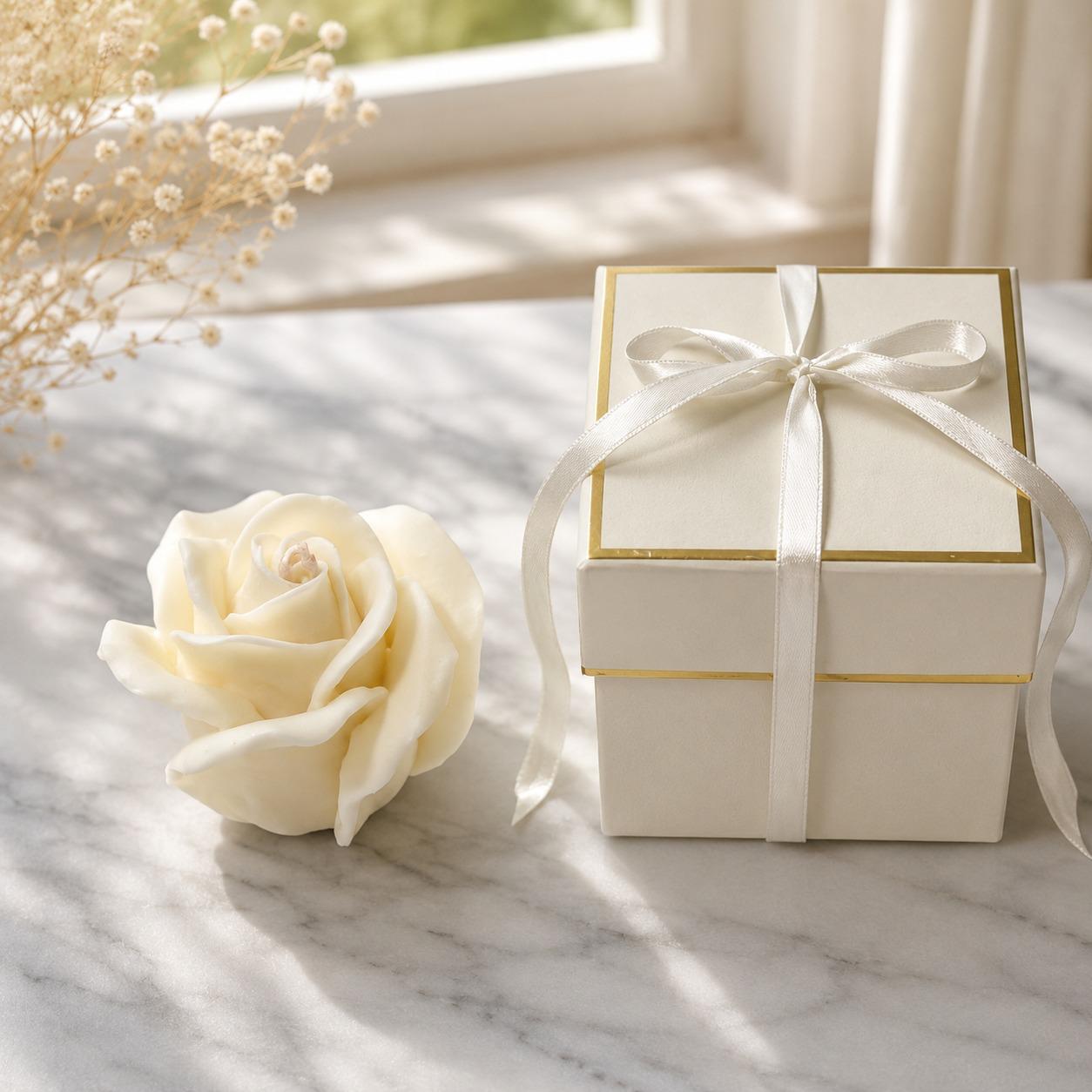 Personalized Rose Candle Gift for Her | Luxury Soy Flower Candle | Aesthetic Room Decor Accent | Unique Wedding Favors | Anniversary