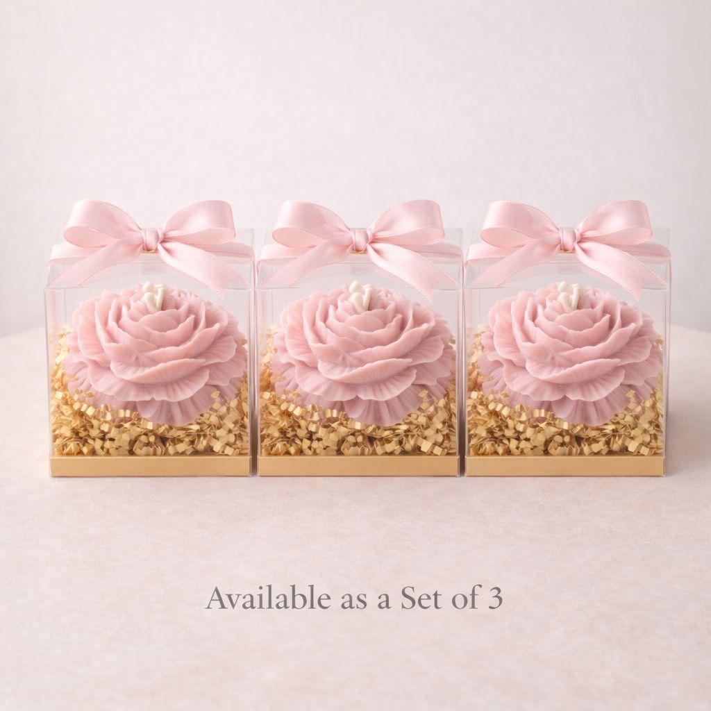 Elegant Peony Soy Candle | Flower Gift Box | Scented Unscented Pink Wax | Bridal Wedding Favor