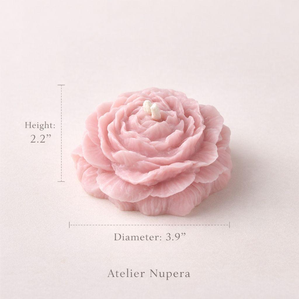 Elegant Peony Soy Candle | Flower Gift Box | Scented Unscented Pink Wax | Bridal Wedding Favor