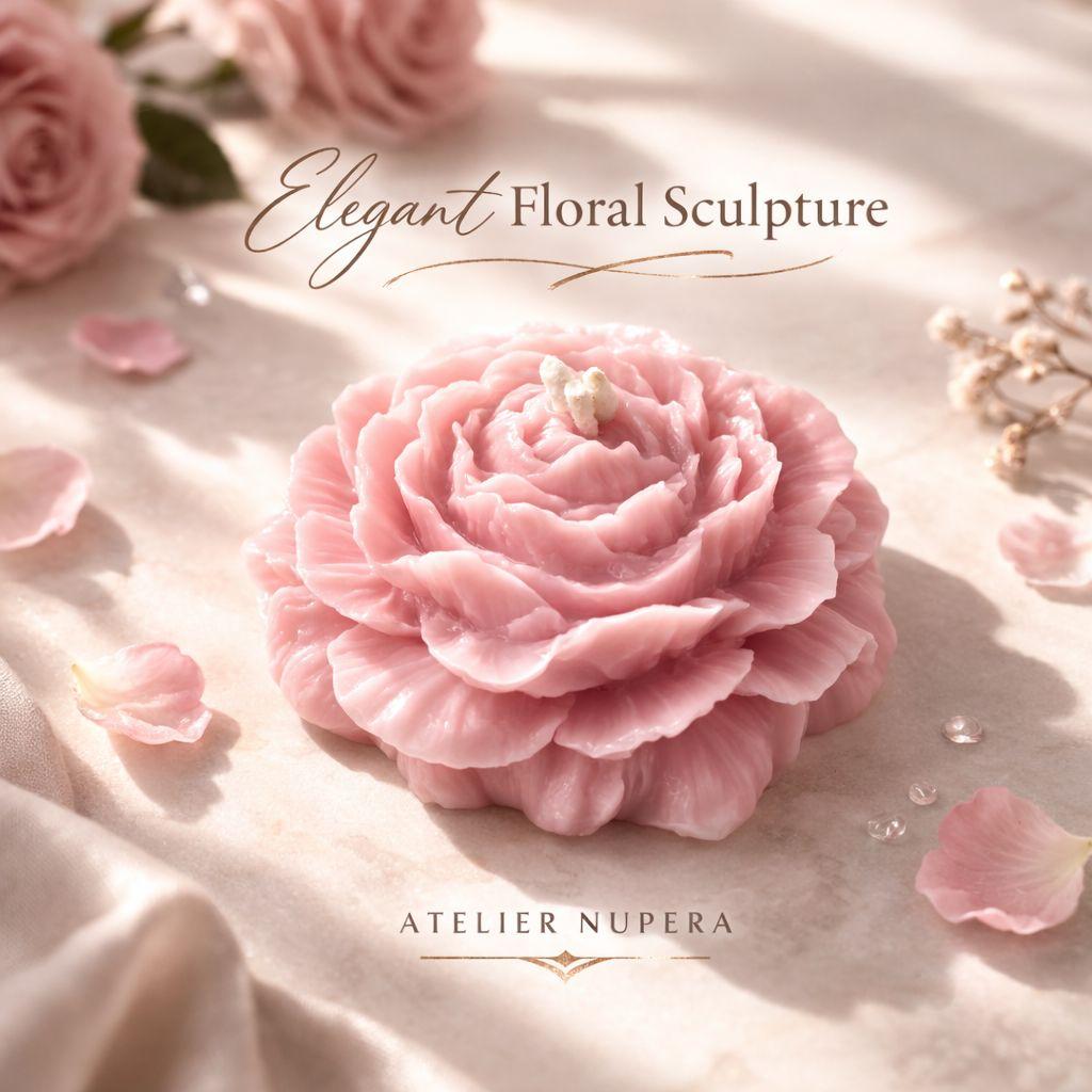 Elegant Peony Soy Candle | Flower Gift Box | Scented Unscented Pink Wax | Bridal Wedding Favor