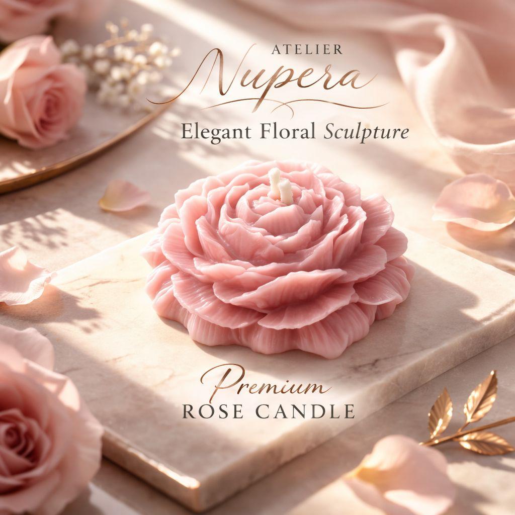 Elegant Peony Soy Candle | Flower Gift Box | Scented Unscented Pink Wax | Bridal Wedding Favor