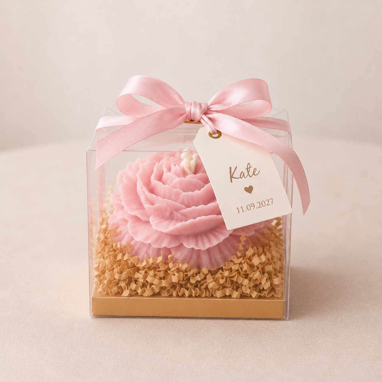 Elegant Peony Soy Candle | Flower Gift Box | Scented Unscented Pink Wax | Bridal Wedding Favor