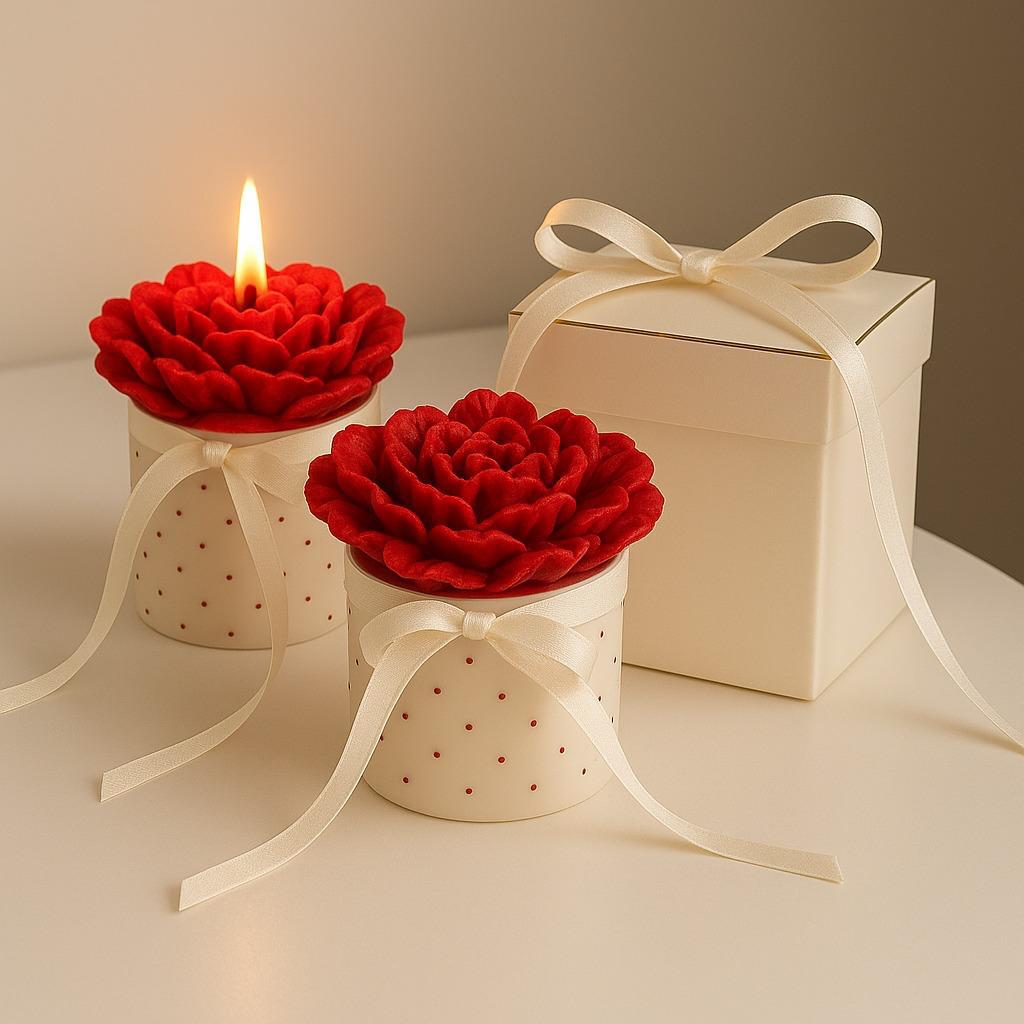 Urun-1 Soy Wax Clover Flower Candle Baptism Favors: Custom Religious Event Thank You Gifts