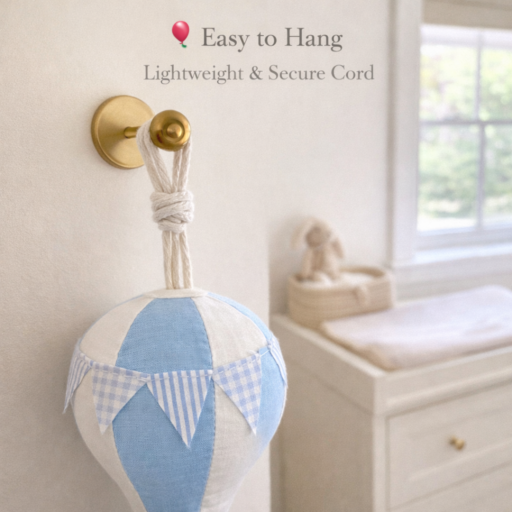 Handmade Hot Air Balloon Nursery Decor with Teddy Bear – Baby Shower Gift & Nursery Wall Hanging