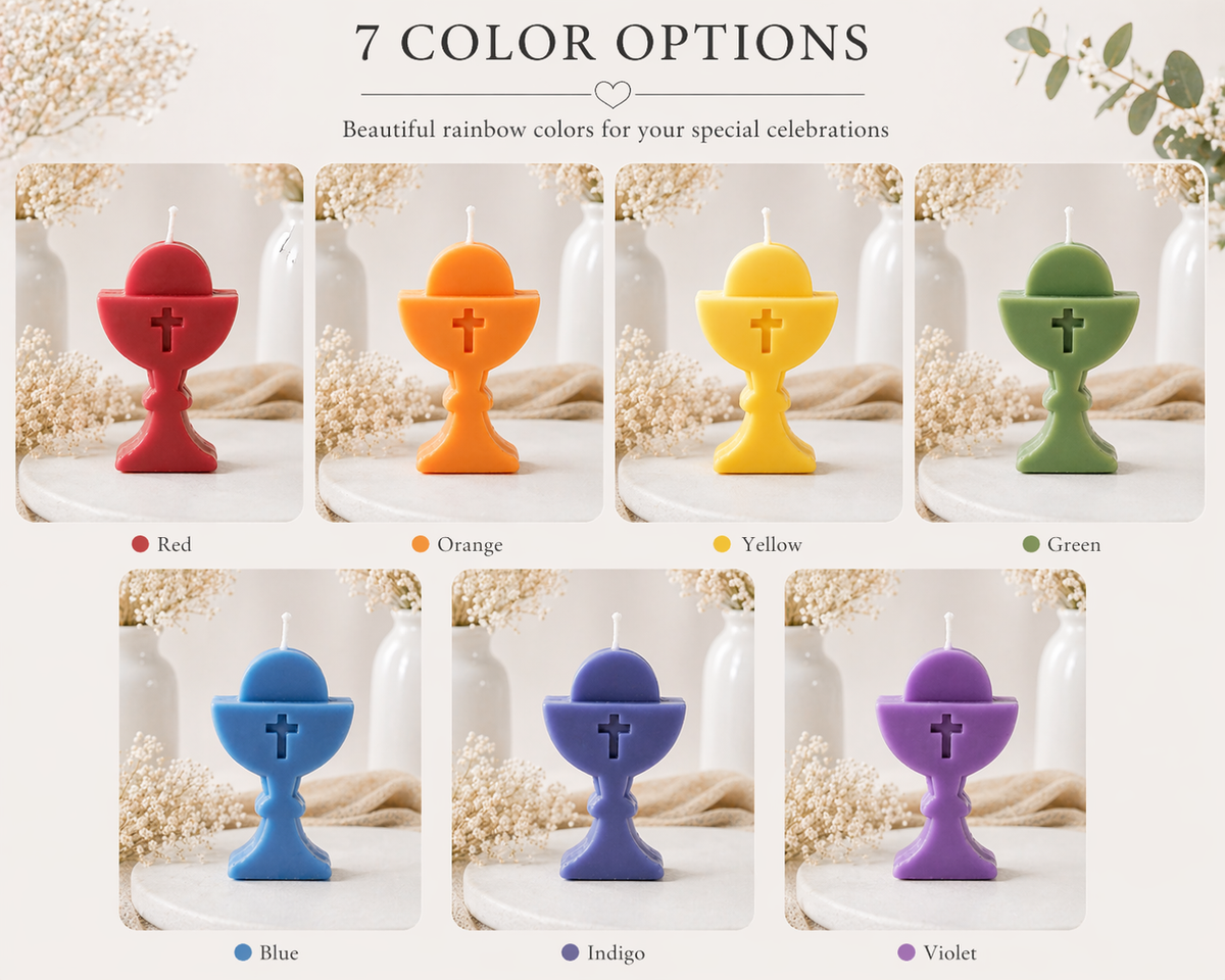 Personalized Baptism Candle Favor – Soy Wax Chalice Christening Gift (Min. 20 pcs)