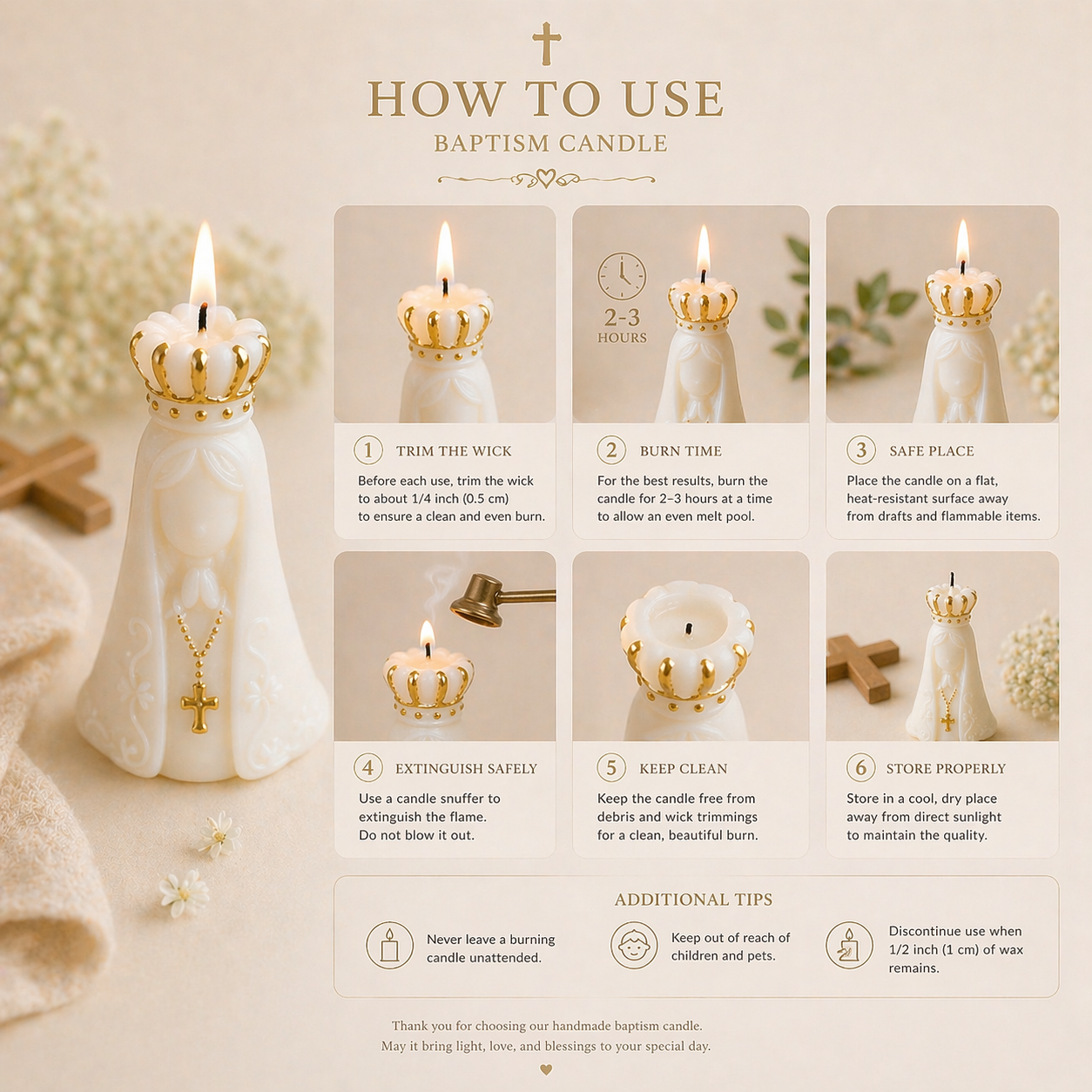 Set of 20 Baptism Candle Favors