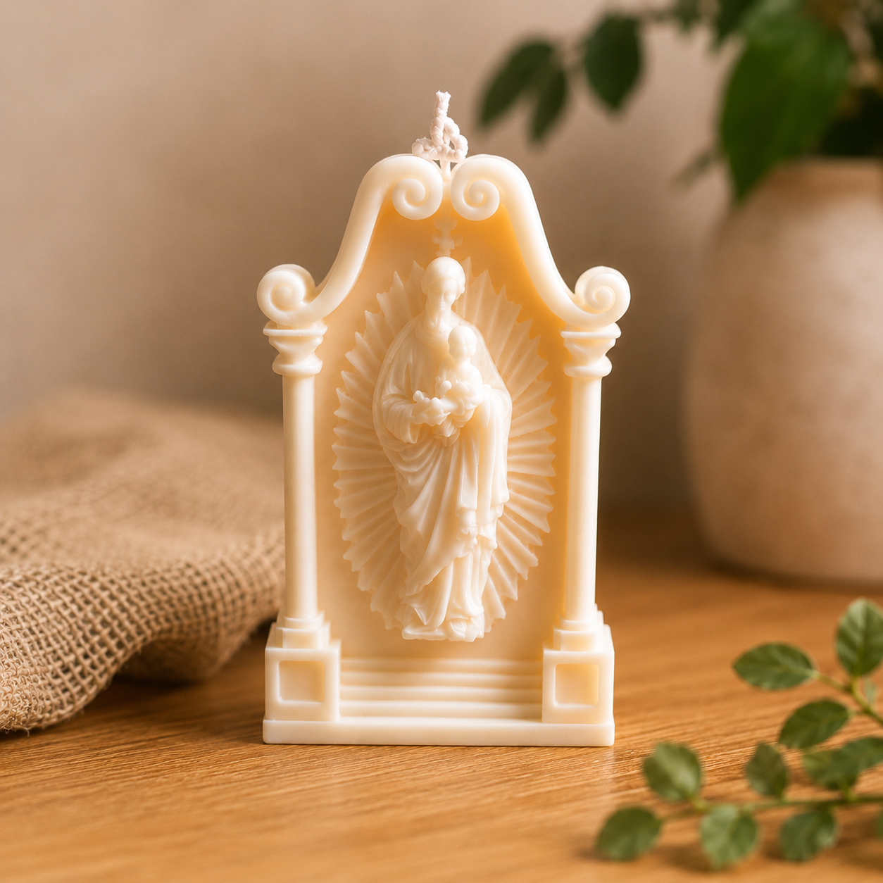 Virgin Mary Shrine Candle – Handmade Soy Wax Decorative Religious Candle – Christian Gift – Prayer Altar Decor