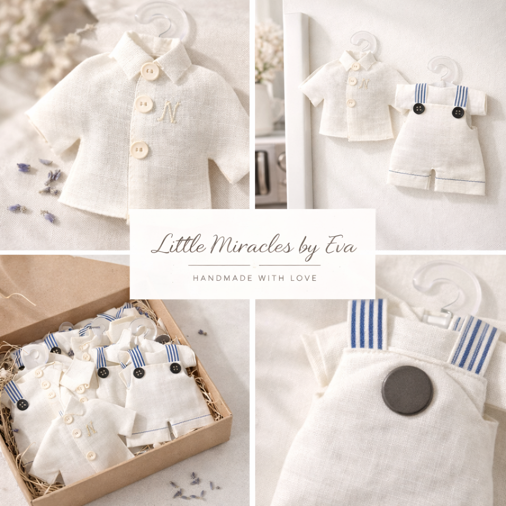 Personalized Baby Boy Lavender Sachet Magnet – Handmade Baby Shower & Baptism Favor