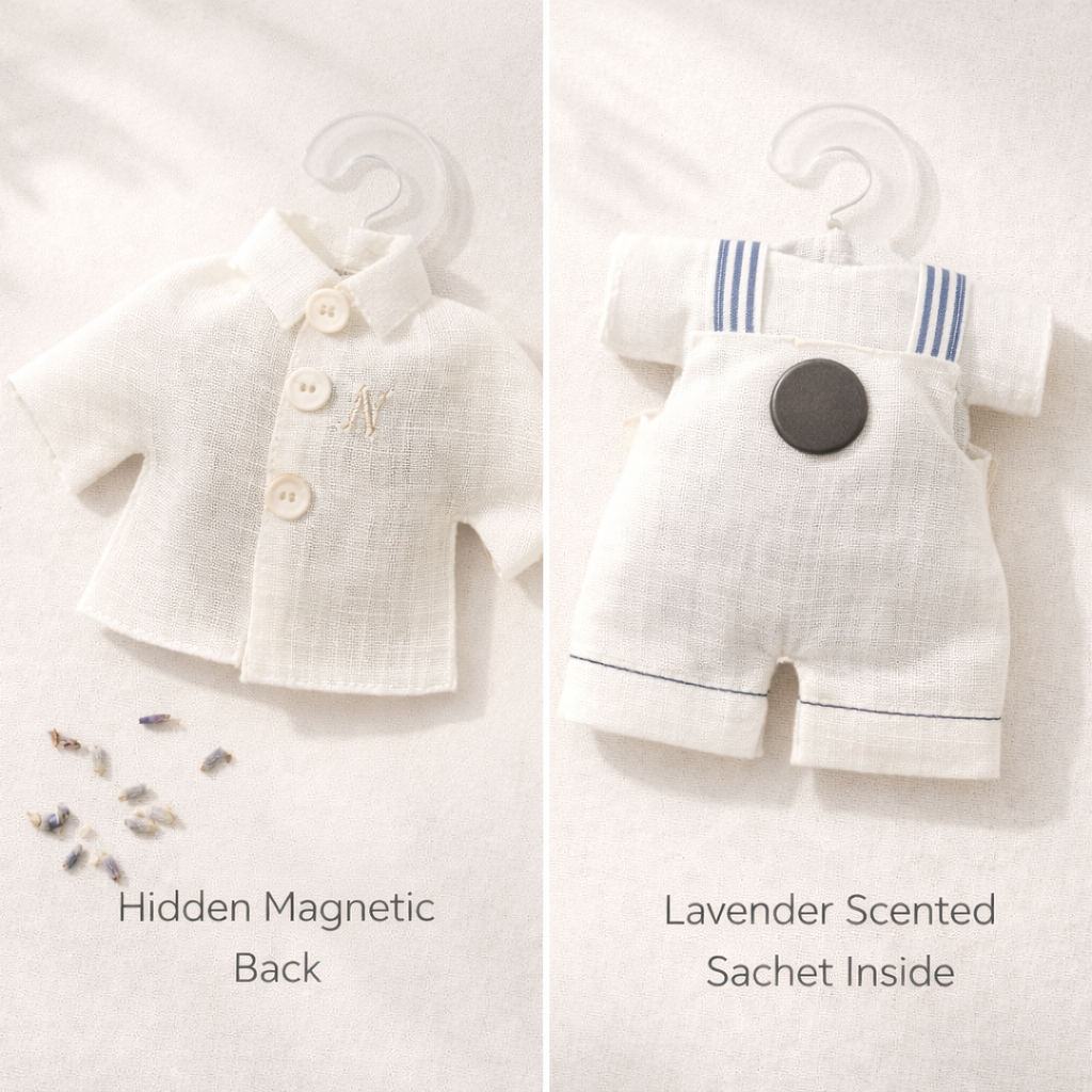 Personalized Baby Boy Lavender Sachet Magnet – Handmade Baby Shower & Baptism Favor