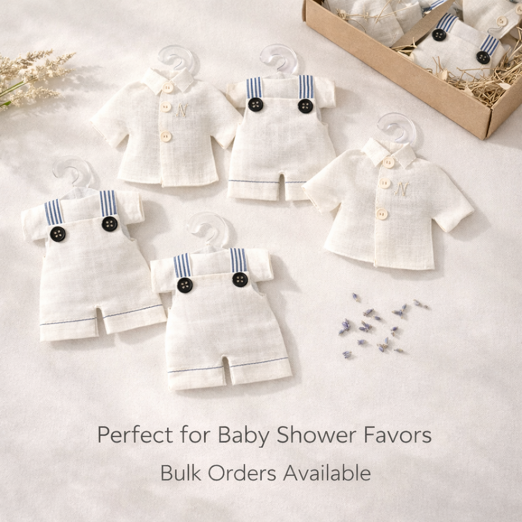 Personalized Baby Boy Lavender Sachet Magnet – Handmade Baby Shower & Baptism Favor