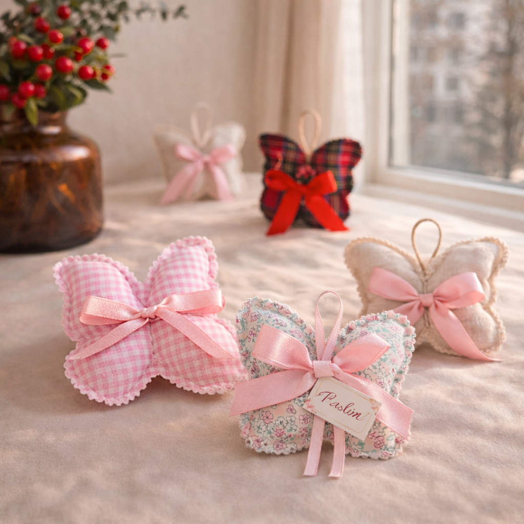 Personalized Butterfly Lavender Sachet Favor – Handmade Fabric Butterfly Baby Shower Favor – Custom Name Party Favor – Set of 20