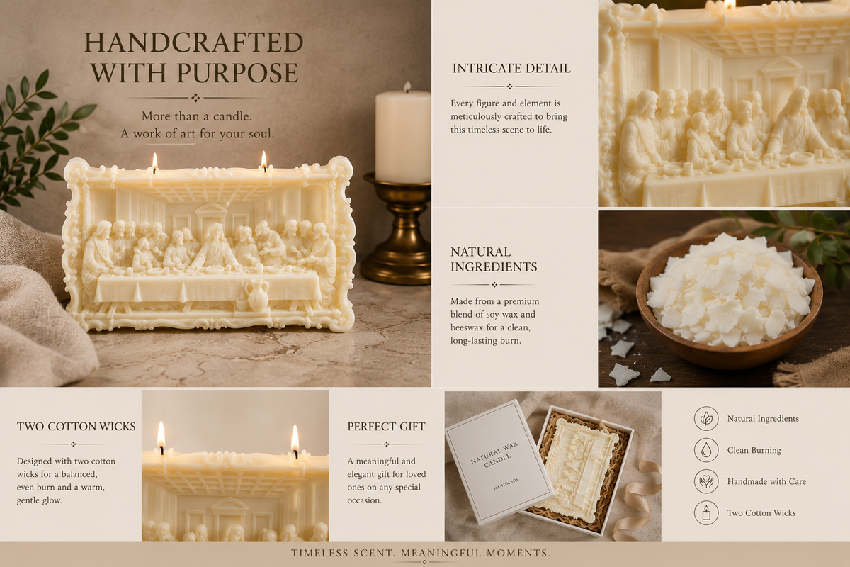 Handmade Last Supper Candle – Soy Wax & Beeswax Blend | Decorative Christian Gift | Personalized Gift Ready