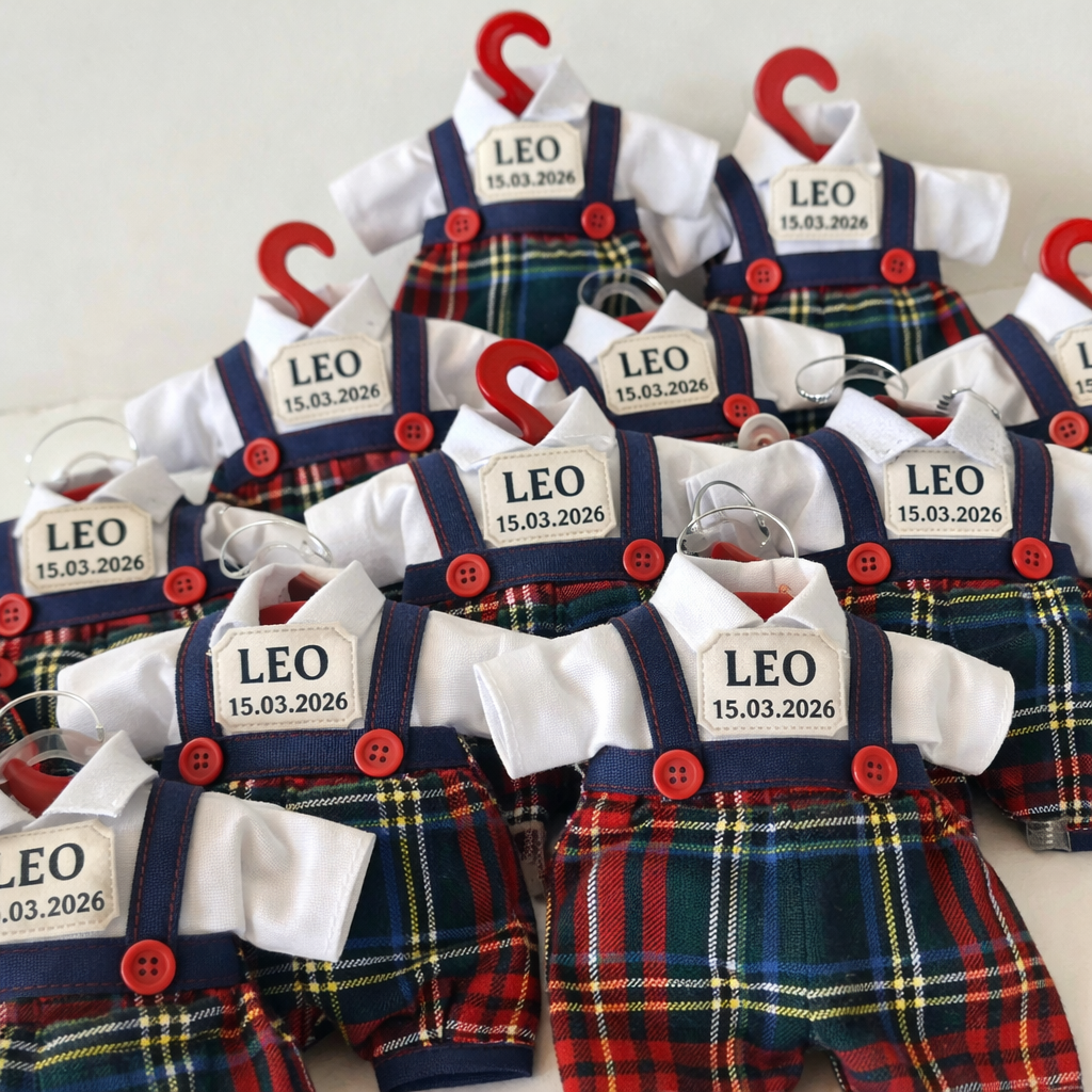 Personalized Baby Boy Lavender Sachet Magnet – Tartan Romper Baby Shower Favor (Set of 20)