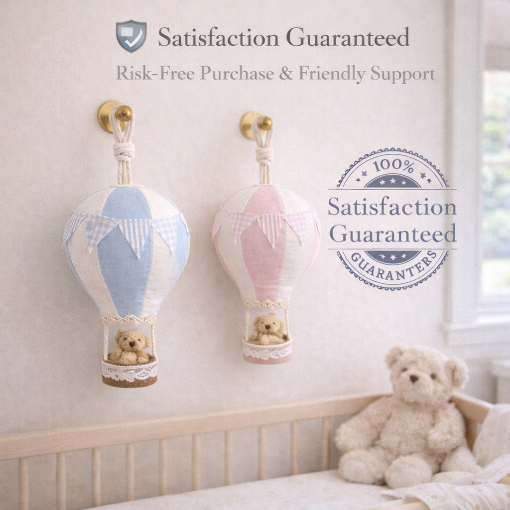 Handmade Hot Air Balloon Nursery Decor with Teddy Bear – Baby Shower Gift & Nursery Wall Hanging