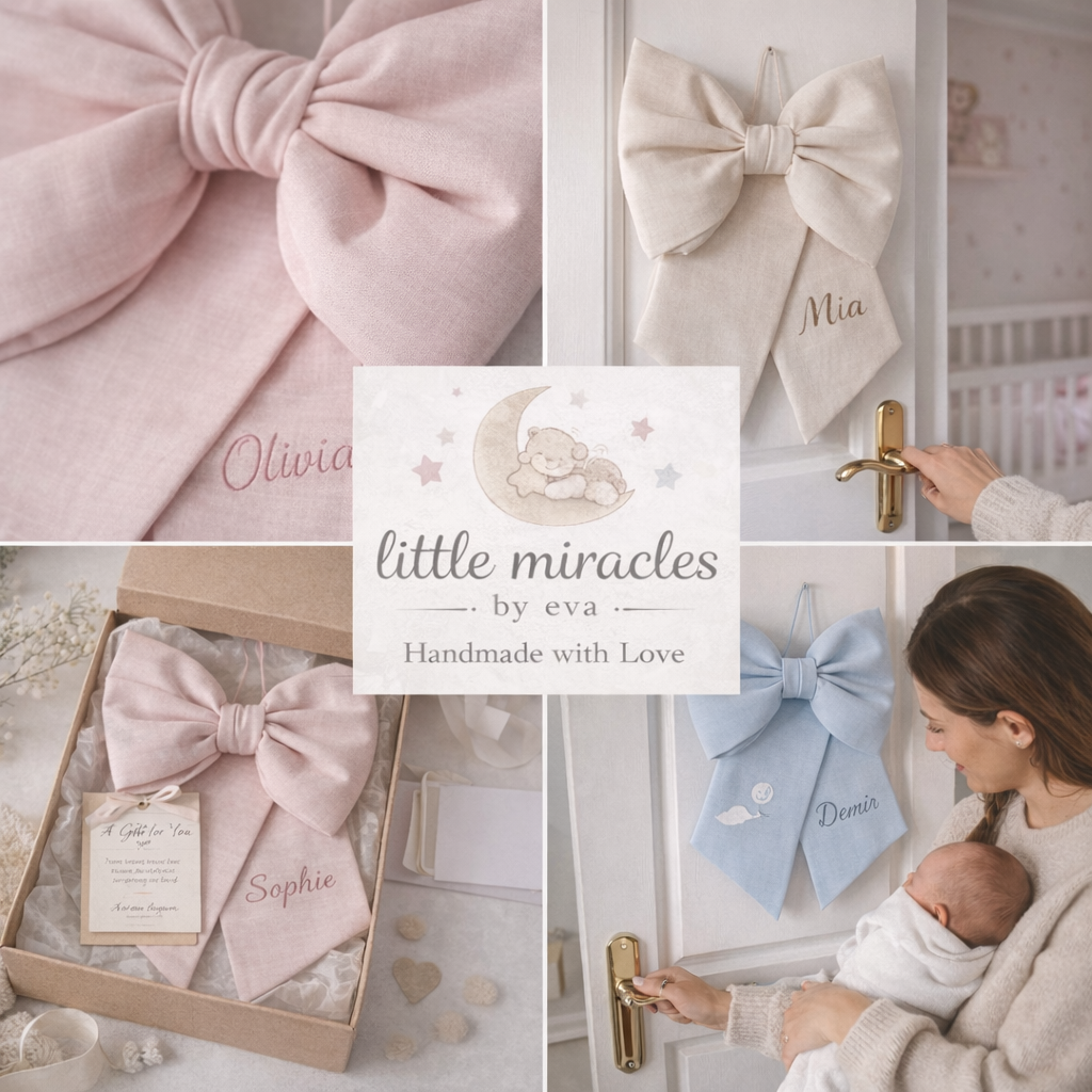Personalized Baby Door Bow – Custom Nursery Door Decor for Newborn Announcement