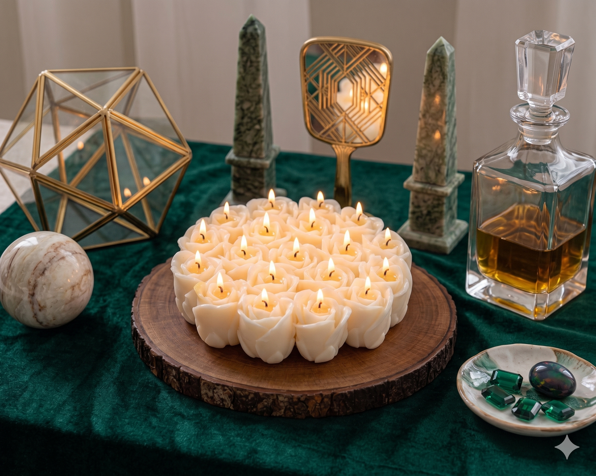 Personalized Rose Cluster Candle – Handmade Soy Beeswax Gift Candle