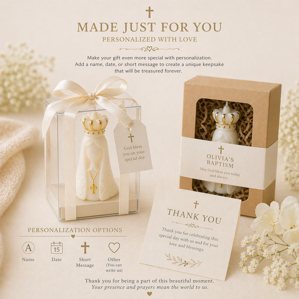 Set of 20 Baptism Candle Favors