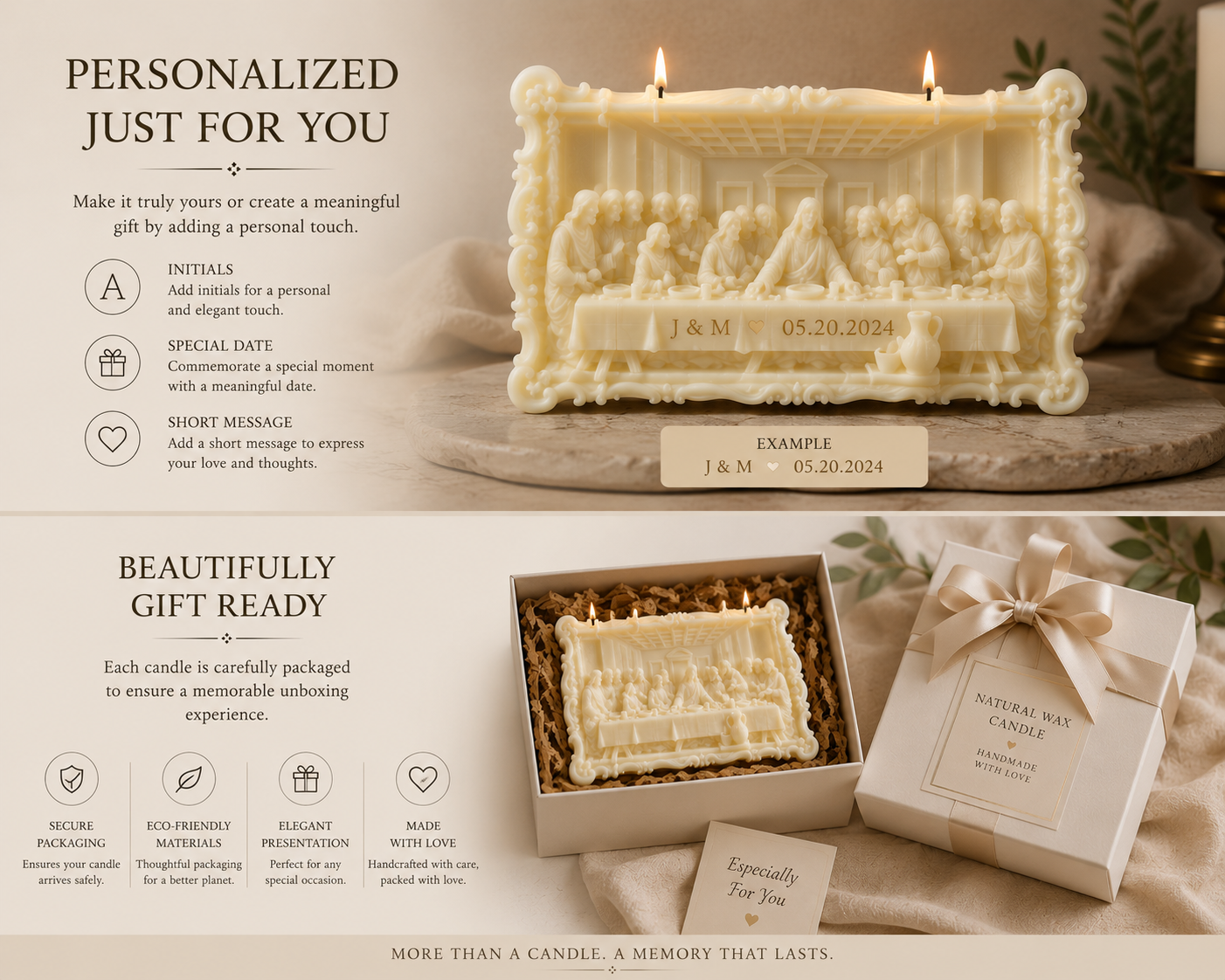 Handmade Last Supper Candle – Soy Wax & Beeswax Blend | Decorative Christian Gift | Personalized Gift Ready