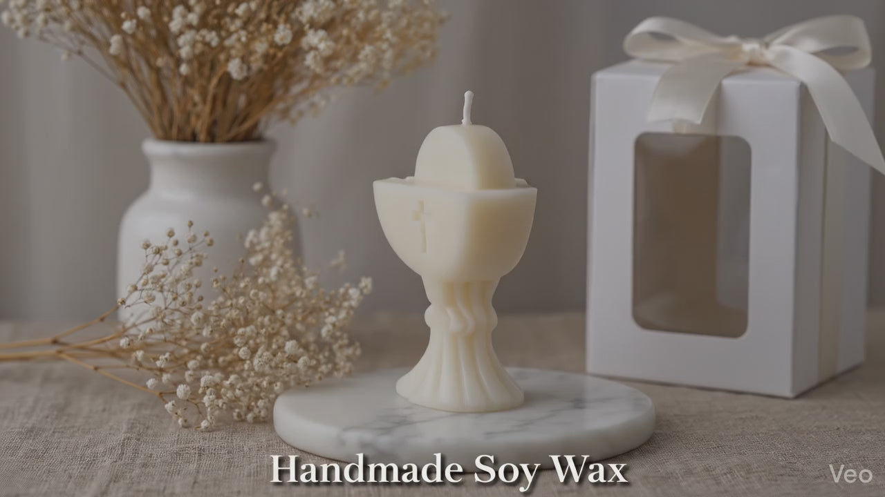 Personalized Baptism Candle Favor – Soy Wax Chalice Christening Gift (Min. 20 pcs)