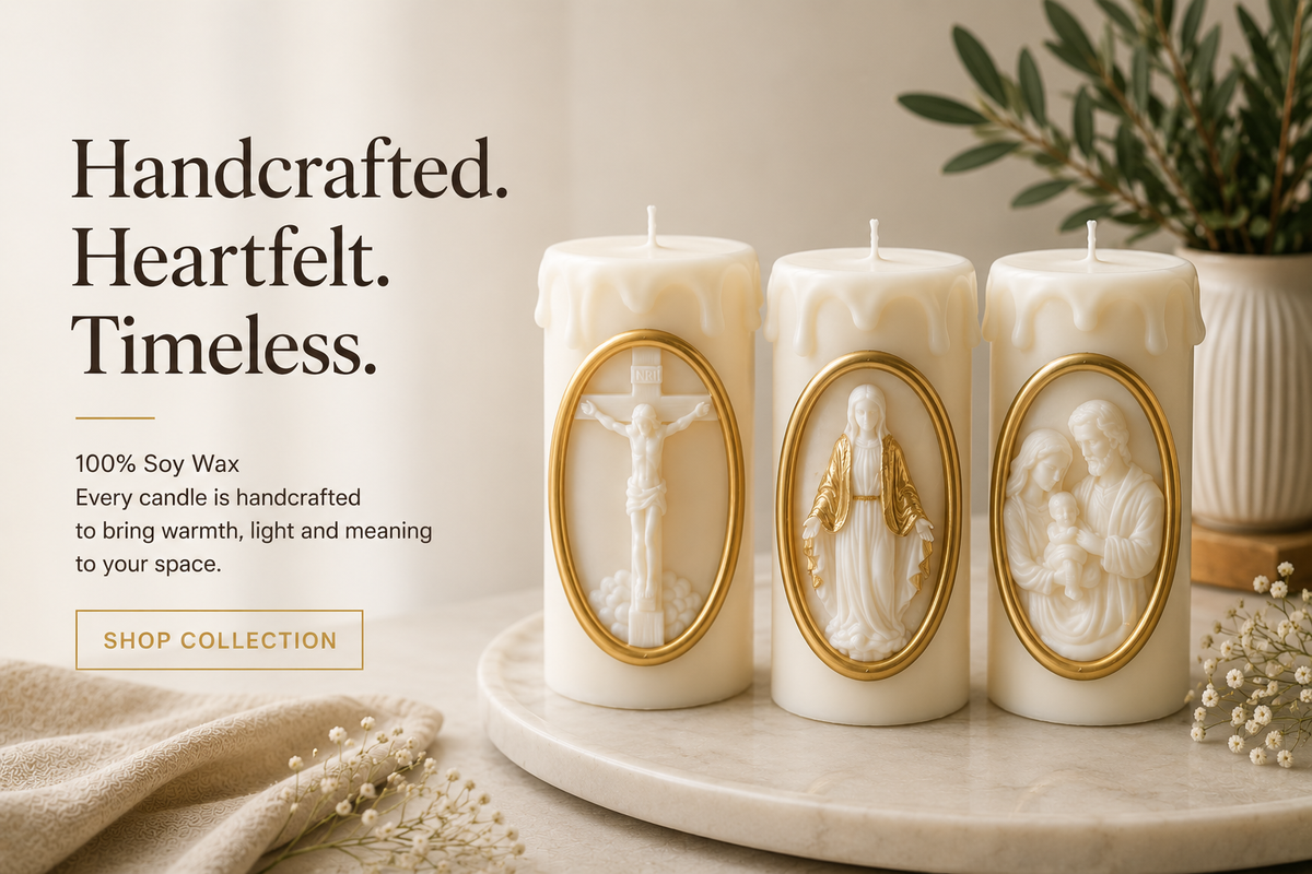 Luxury Religious Soy Wax Candle – Handmade Sacred Relief Candle Gift (Set Options Available)