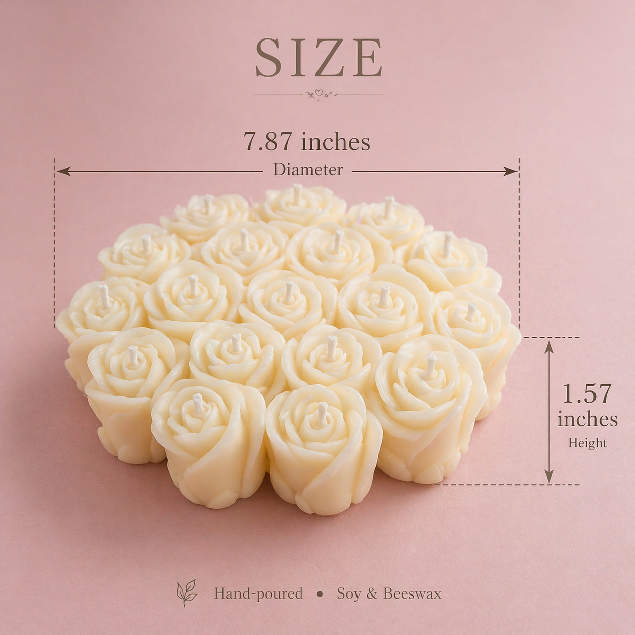 Personalized Rose Cluster Candle – Handmade Soy Beeswax Gift Candle