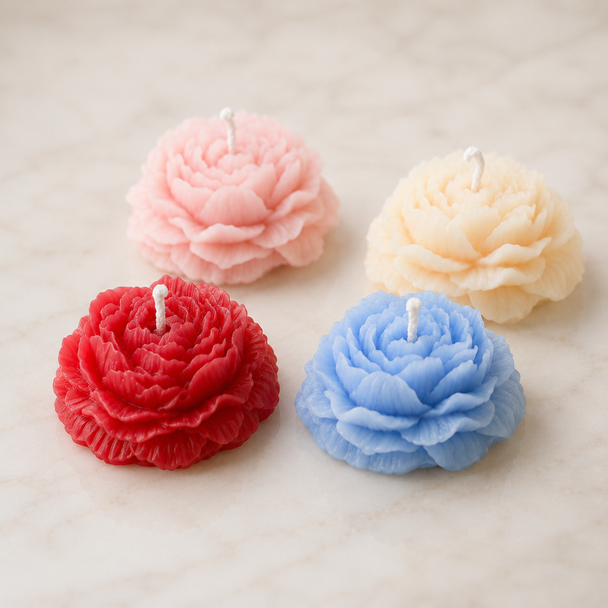 Personalized Peony Flower Candle Favor – Soy Wax & Beeswax Blend Gift